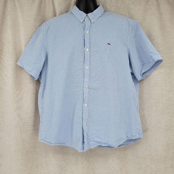 Vineyard Vines Men's 2XL Seersucker Camp Shirt Short Sleeve Button Down - Picture 1 of 6